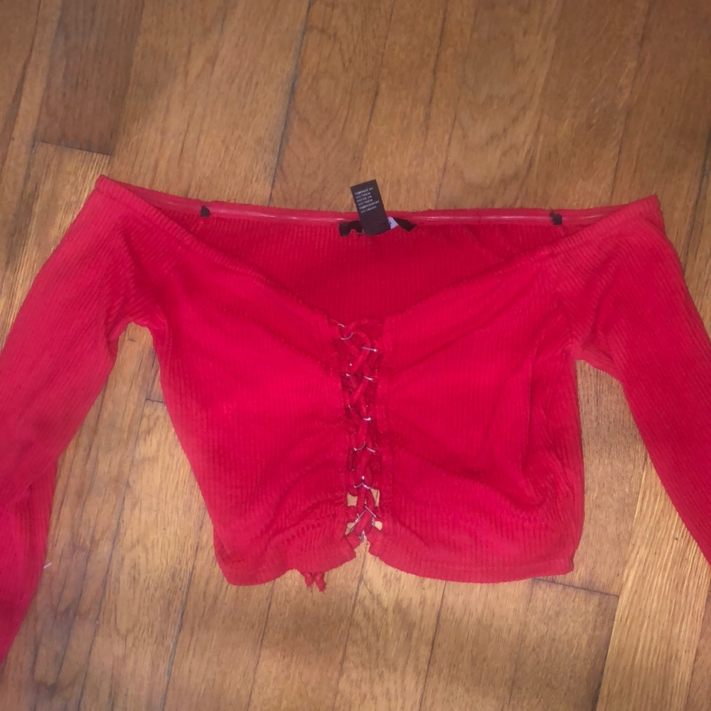 Long sleeve off the shoulder crop top